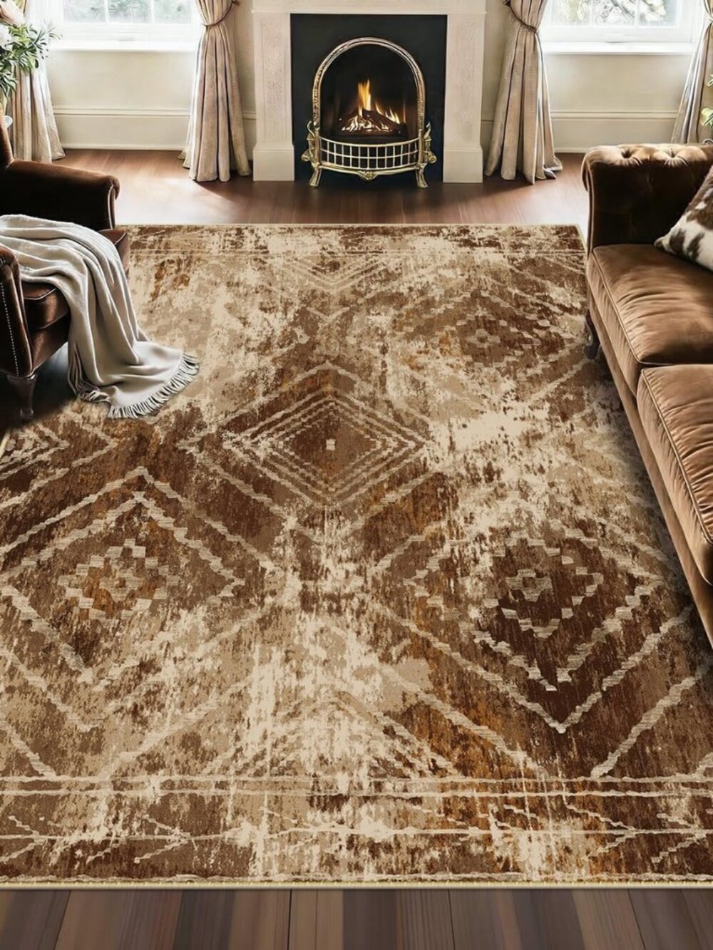 5'x7' Washable Area Rug for Living Room Bedroom Cow Print
